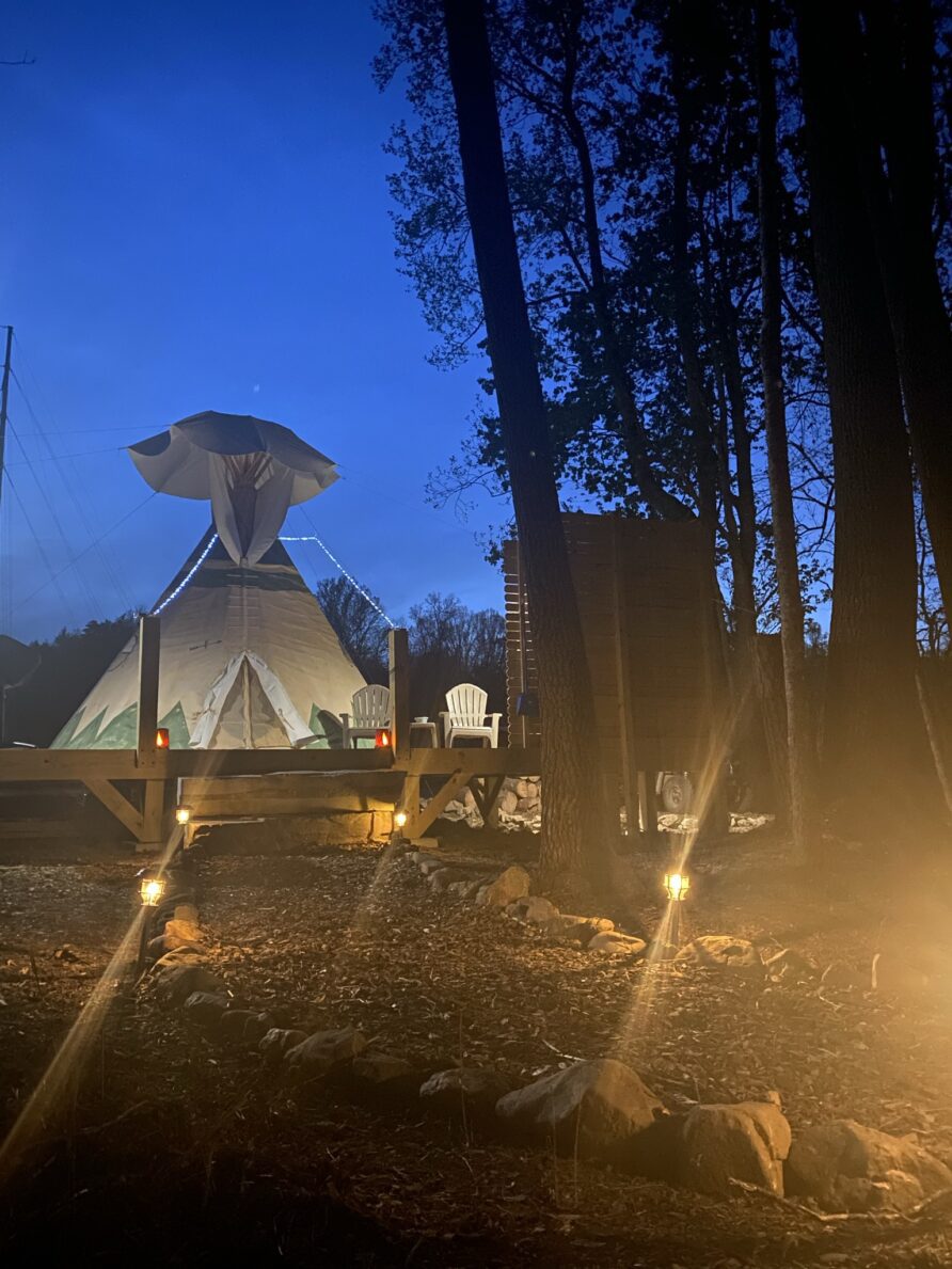 tipi night glamping at lost indian camp