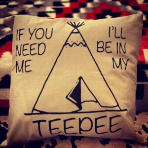TEEPEE pillow at Lost Indian Camp